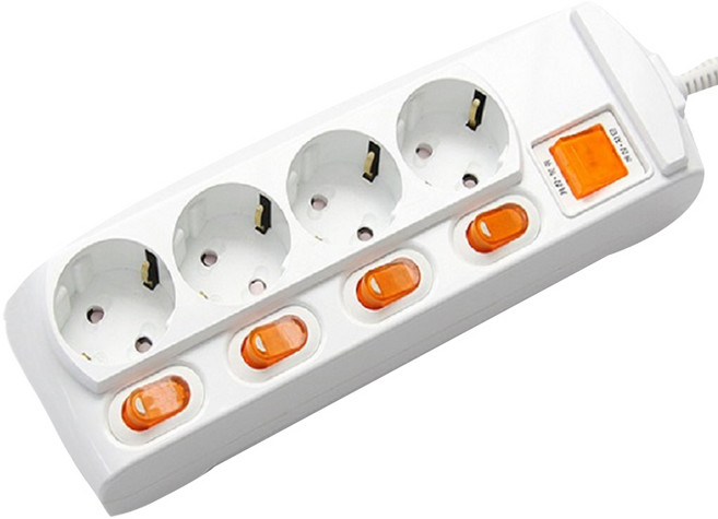 지앤탭 개별 스위치 멀티탭 4구 GS-C16A4S 1p + 안전커버 랜덤발송 2p 세트, 6m, 혼합색상, 1세트