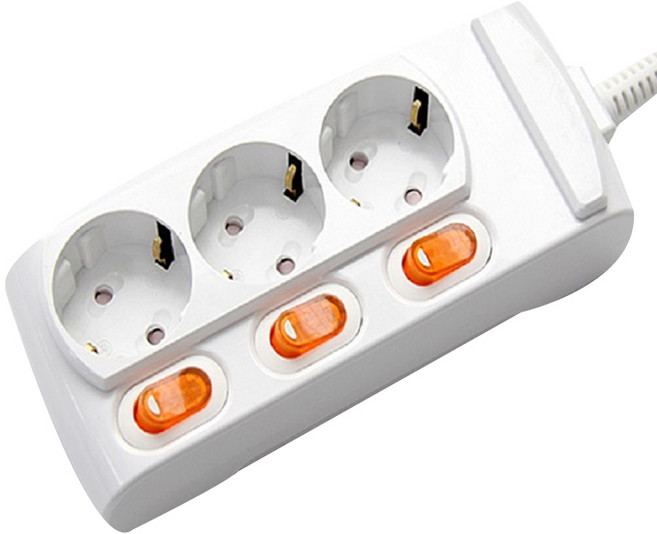 거성산업 개별 스위치 멀티탭 3구 GS-C16A3S 1p + 안전커버 랜덤발송 2p 세트, 6m, 혼합색상, 1세트