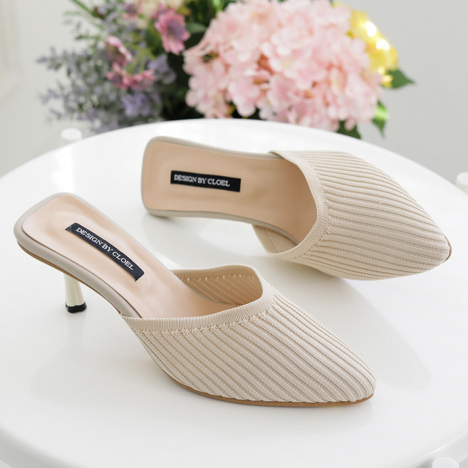 갓슈 CLOEL 여성용 콜스 니트 뮬 스틸레토 슈즈