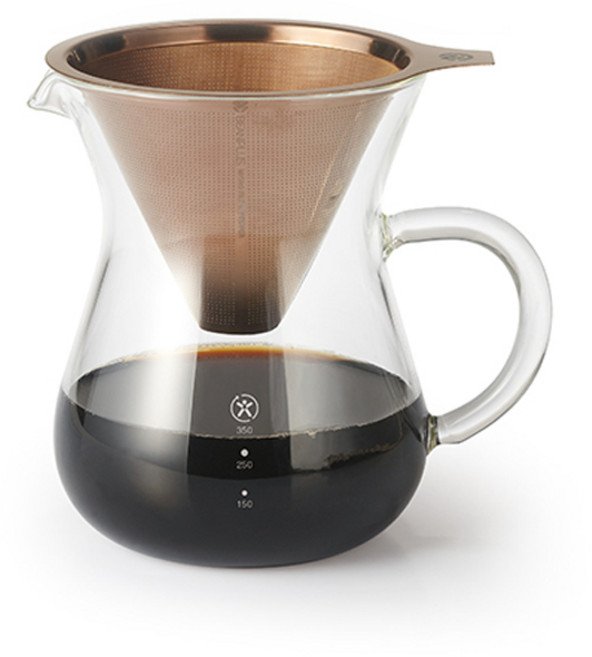 빈플러스 휴레드 티타늄 스텐필터 핸드드립세트 CF03, 800ml, 1세트, 드리퍼 + 유리서버 + 스푼