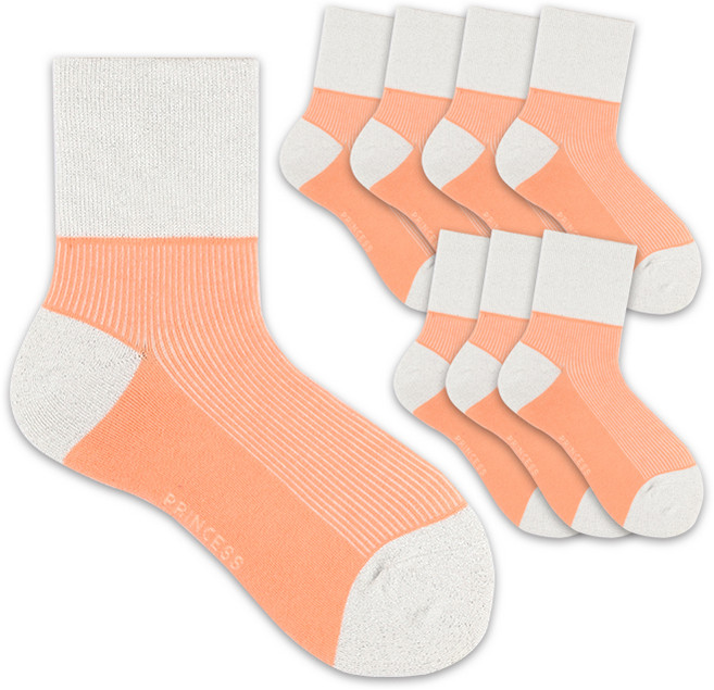 헤이내꼬 여성용 디즈니프린세스 투톤 메탈 중목양말 8켤레