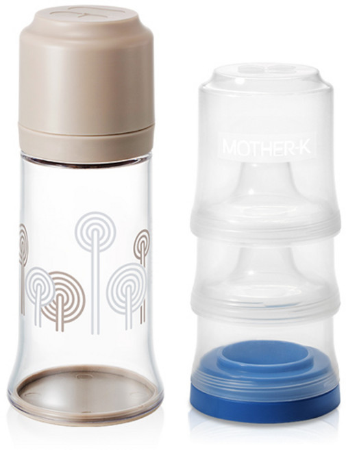 마더케이 일회용 젖병 노꼭지 250ml + 블록 젖꼭지 케이스, 베이지, 1세트
