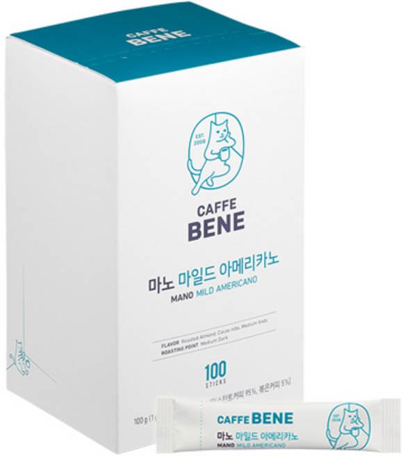 카페베네 마노 마일드 아메리카노 원두커피믹스, 1g, 100개입, 1개