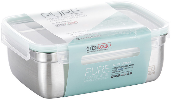 스텐락 퓨어 직사각 밀폐용기 8호, 1개, 2.6L