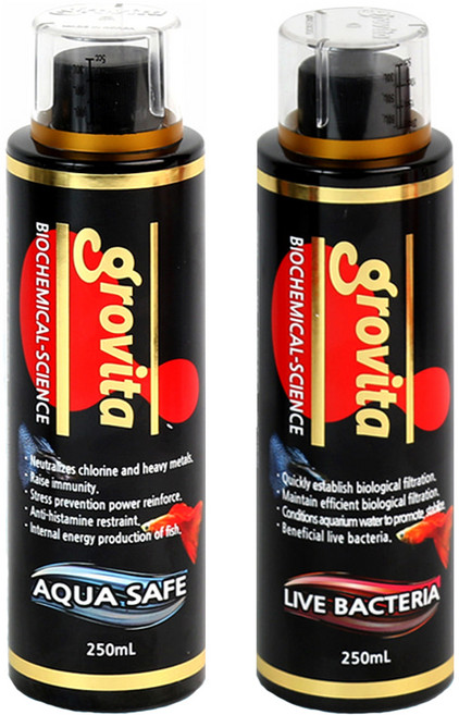 그로비타 염소성분제거제 + 라이브 박테리아, 250ml, 1세트