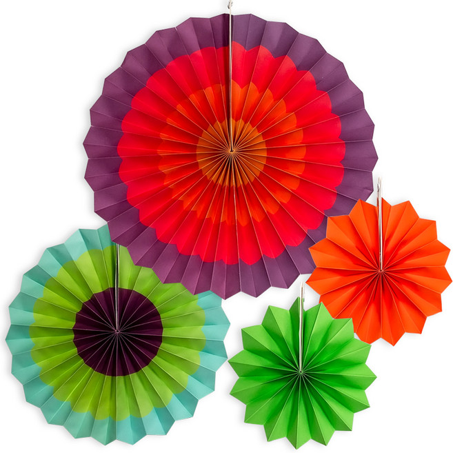 파티팡 페이퍼팬 데코 4종 세트, 레인보우