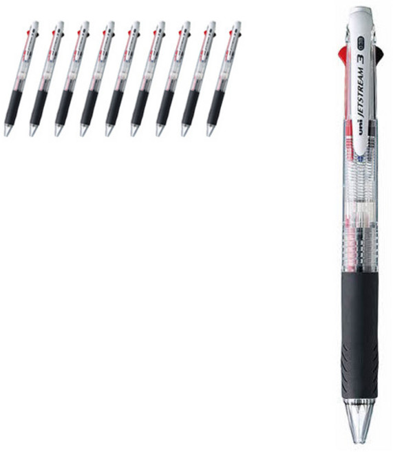 제트스트림 3색 멀티펜 SXE3-400 0.38mm, 딥투명 T, 10개