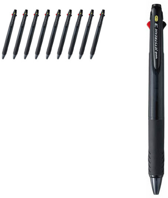 제트스트림 3색 멀티펜 SXE3-400 0.38mm, 딥블랙 BK, 10개