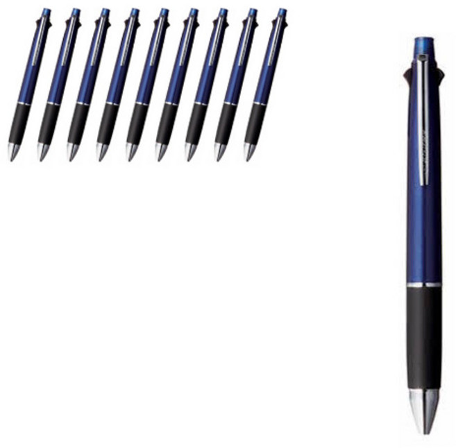 Uni 三菱 JETSTREAM 4色 + 自動鉛筆 多功能筆 MSXE5-1000 0.38mm, 海軍藍, 10個
