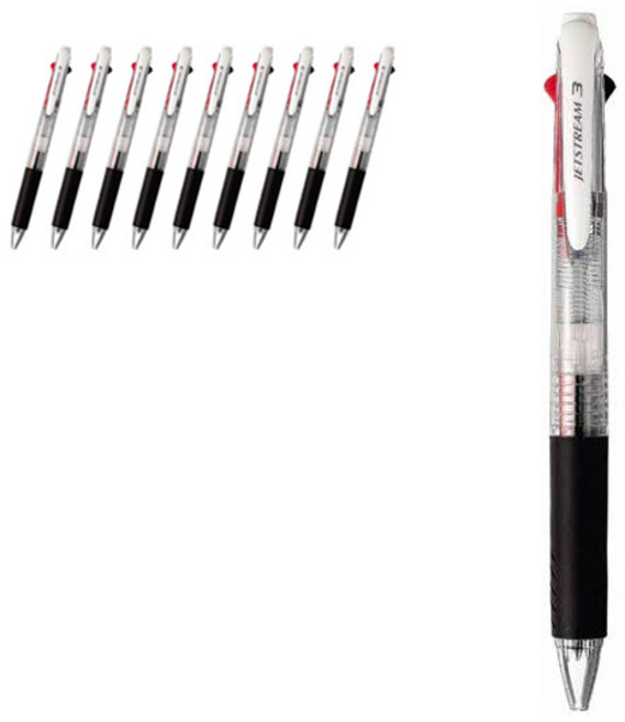 제트스트림 3색 멀티펜 SXE3-400 0.7mm, 투명 T, 10개