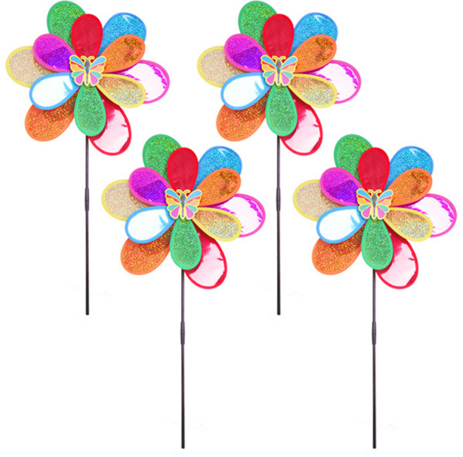 리빙다 2단 홀로그램 바람개비, 혼합색상, 4개