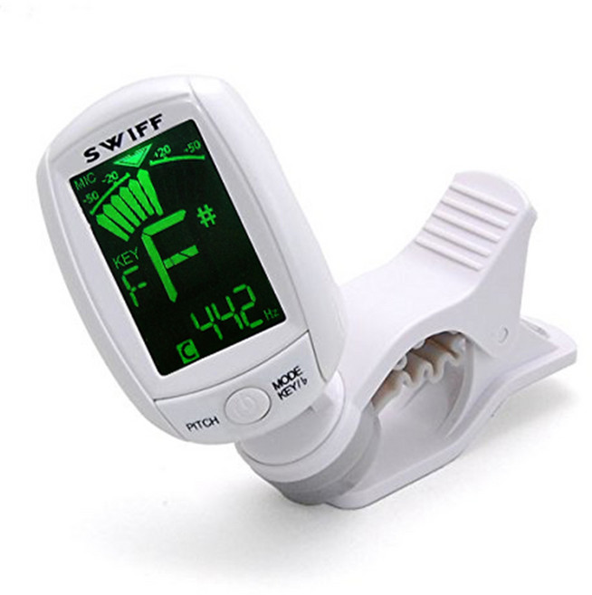 SWIFF 기타 우쿨렐레 튜닝기 CLIP MIC, A3, 화이트, 1개