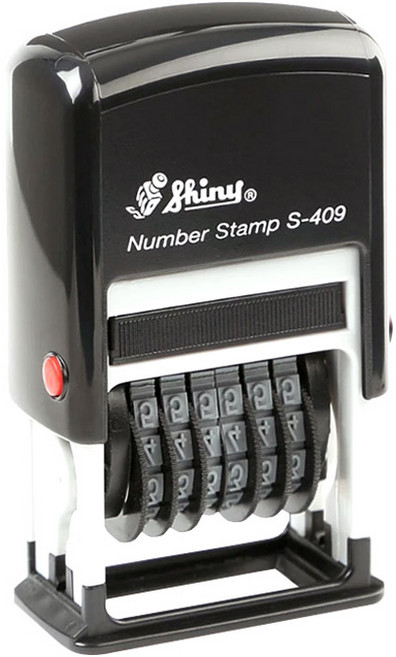 Shiny S-409 넘버링 스탬프 6단 4mm 케이스랜덤, 먹색, 1개