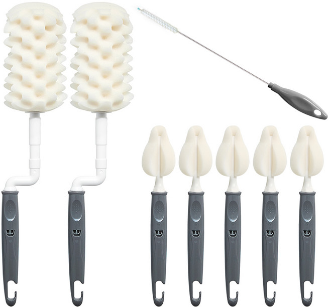 리에또 젖병세척 키트C 앵두회전형젖병솔2p + 젖꼭지솔5p + 빨대세척솔, 1세트, 그레이