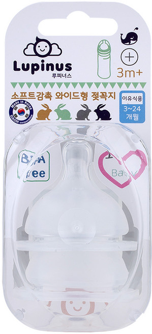 루피너스 소프트감촉 와이드 이유식용 젖꼭지, 이유식용(3~24개월), 2개
