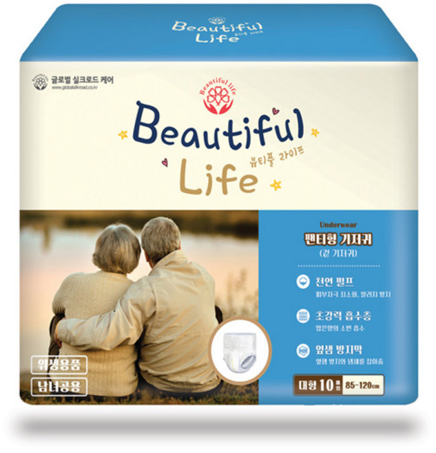 뷰티풀라이프 남녀공용 팬티형 성인기저귀, 대형, 10매입, 1개