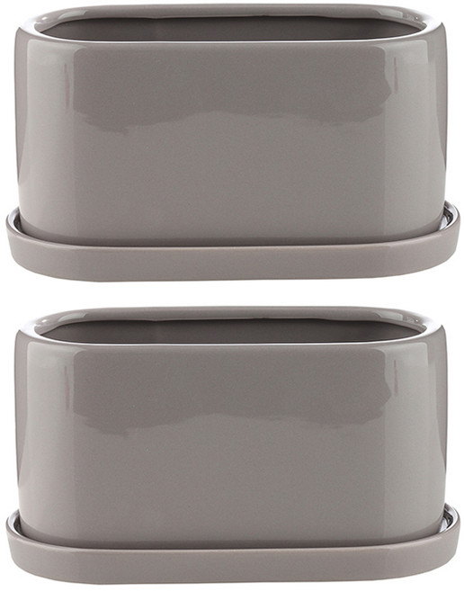 삼호유리 유광 타원 화분 2p SH2020-3, 그레이