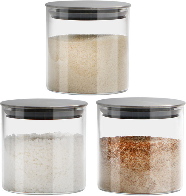 이우아여사 실리콘압착 내열유리 캐니스터 300ml, 3개, 단품