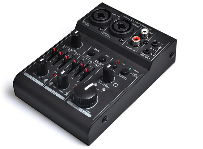 아리스노보 2채널 믹서 USB 오디오인터페이스, UMB-MIX 2, 혼합색상