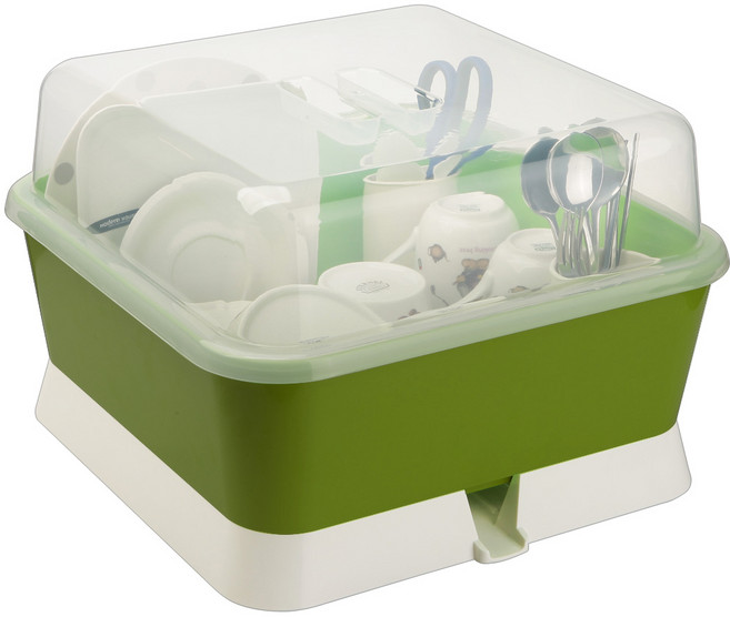 메똔느 자동물빠짐 뚜껑 식기건조대, 빈티지그린