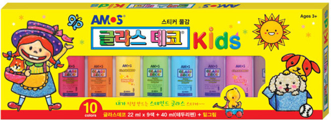 아모스 글라스데코 키즈 3 10색 세트, 혼합색상, 1세트