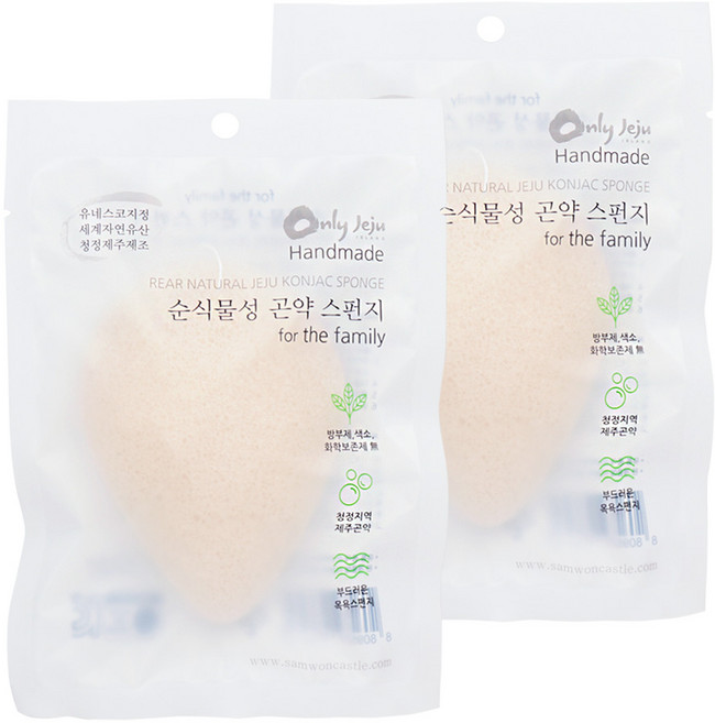 온리제주 건조형 물방울 곤약스펀지, 2개