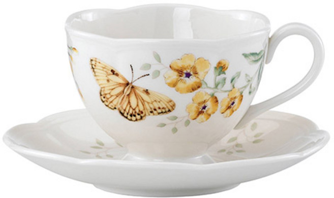 레녹스 버터플라이 메도우 BM 커피잔 + 소서 세트 852701, FRITILLARY, 1세트