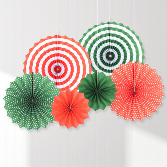 파티해 페이퍼 롤리팬 장식 6종 세트, 크리스마스