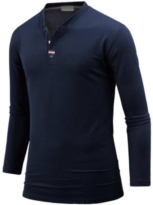 다꾸앙 남성용 여밈포인트 긴팔 헨리넥 티셔츠 ts4222