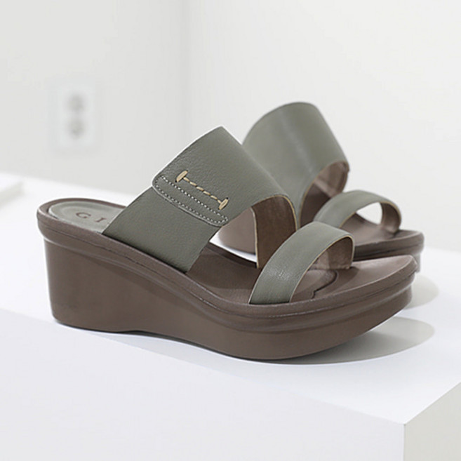 GISSE Jshoes 天然羊皮 Rointy 20 厚底穆勒鞋, 卡其色, 235
