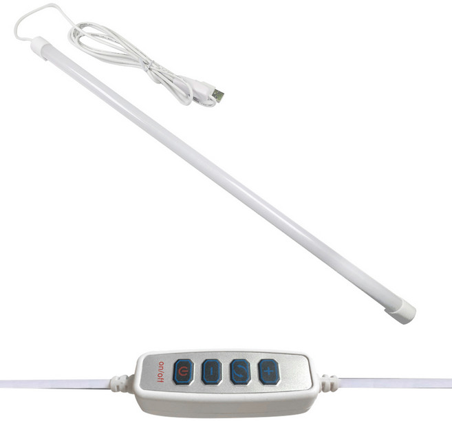 3階段亮度USB充電LED燈管 52cm+遙控器, 單色