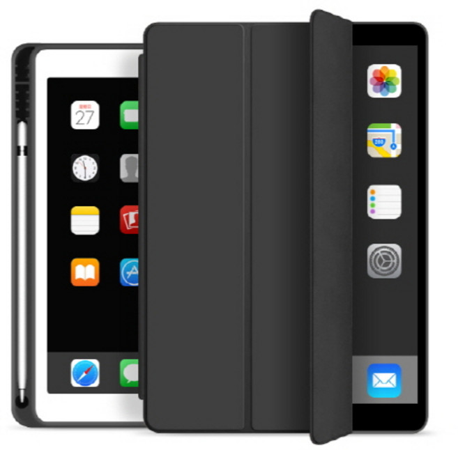 뷰씨 애플펜슬 수납 뉴베이직 태블릿PC 케이스, 블랙