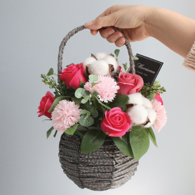 모리앤 비누꽃 카네이션 감사의 마음 NO.3, 핑크바스켓, 1개