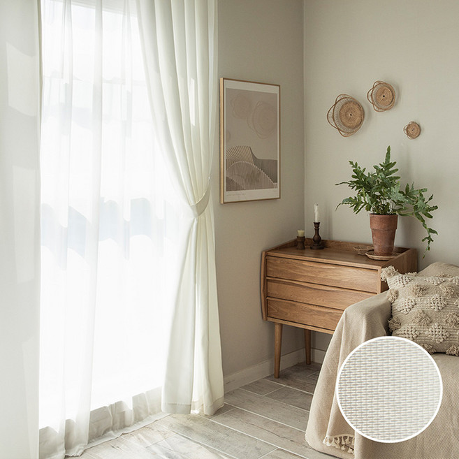 베베데코 린넨스타일 대폭 핀형 암막커튼 2p 세트