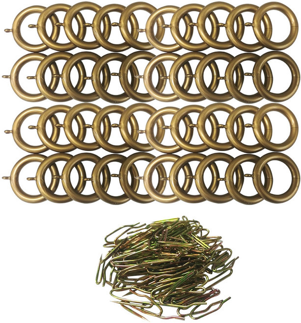 썬데코 35mm 커튼링 40개 + 핀 40개, 골드블랙, 1개