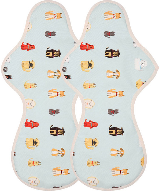 위즐리 면생리대 점보나이트 방수 댕댕이 민트, 오버나이트 이상, 1개입, 2개