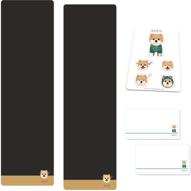 판다몽 시바견 모니터 메모보드 풀세트 MONS04, 좌측용 + 우측용