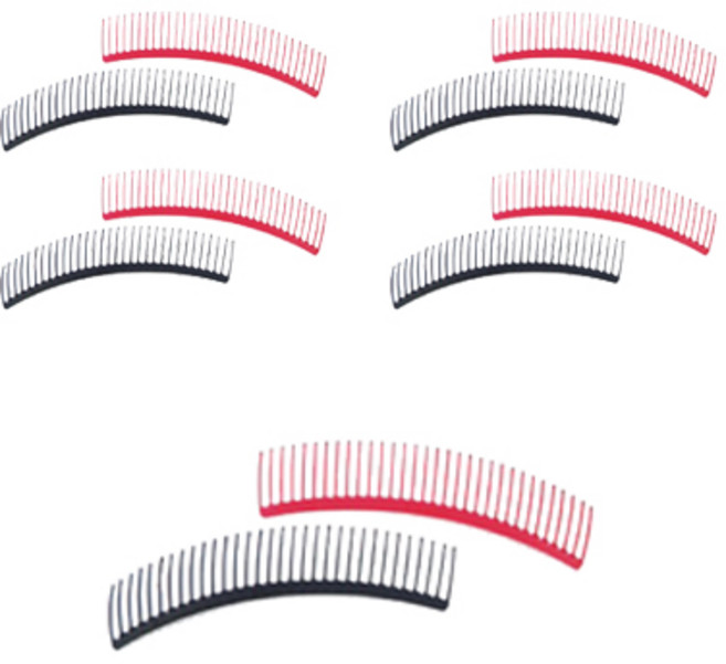 업스타일용 빗 11 x 3.5 cm 2종 x 5p 세트, 빨간색, 검정색, 1개