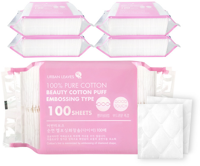 어반리브즈 엠보싱 화장솜, 100매입, 5개