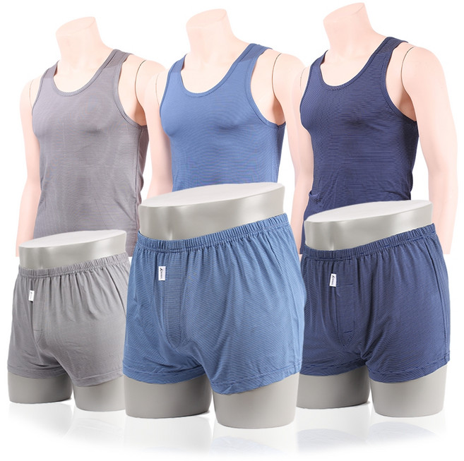 디에스도씨 남성용 인견 런닝 + 트렁크 팬티 상하 3종 세트