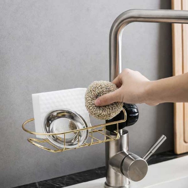 리빙스토리 주방 욕실 수세미 거치대, 골드, 1개