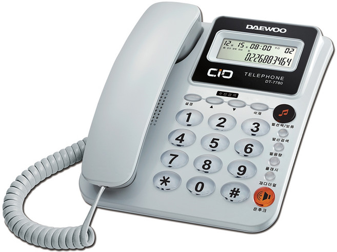 대우 발신자 전화번호 표시 유선 전화기, DT-7780(화이트)