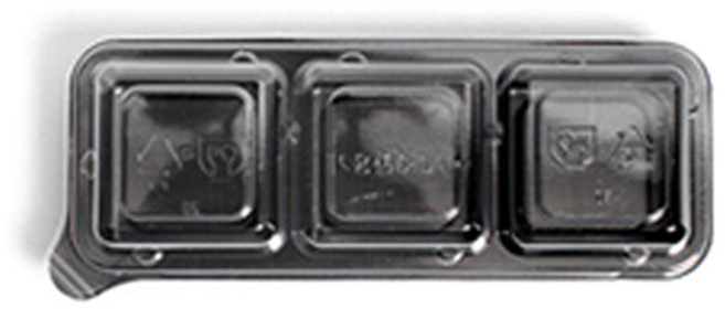 3칸 직사각 블랙 반찬 일회용 포장용기, 50개, 1세트