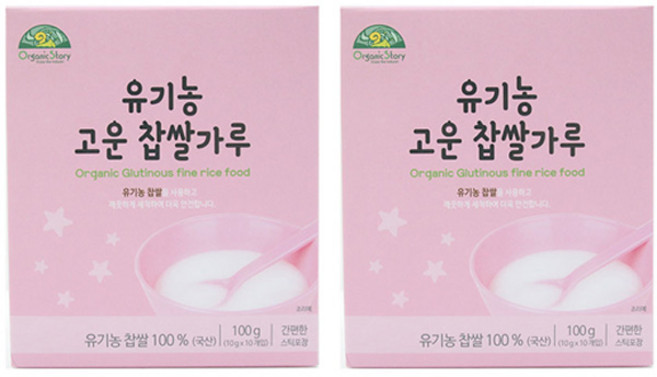 오가닉스토리 유기농 고운 찹쌀가루, 2개, 100g