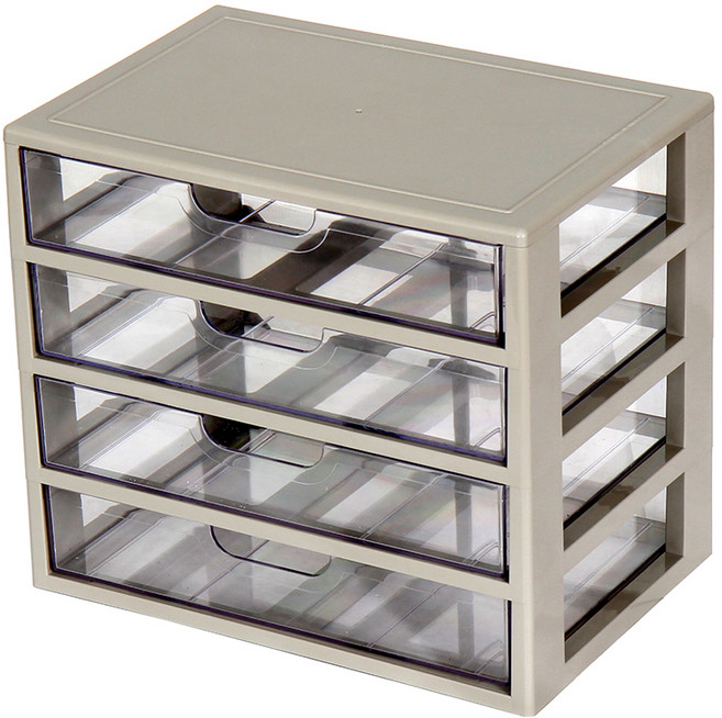 하라데코 와이드 서랍 멀티 책상 정리함, 그레이, 4단