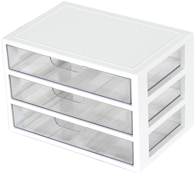 하라코리아 와이드 서랍 멀티 정리함, 화이트, 3단