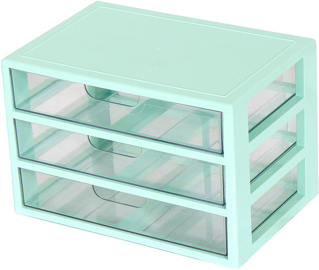 하라데코 와이드 서랍 멀티 책상 정리함, 민트, 3단