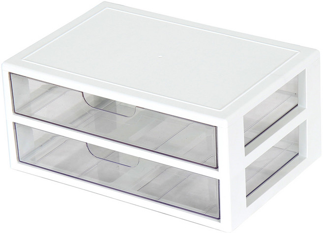 하라데코 와이드 서랍 멀티 정리함 2단, 화이트, 1개