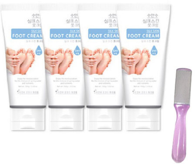 에네스티 실크 스킨 온천수 풋크림 레몬민트 4p + 발밀이, 100ml, 1개