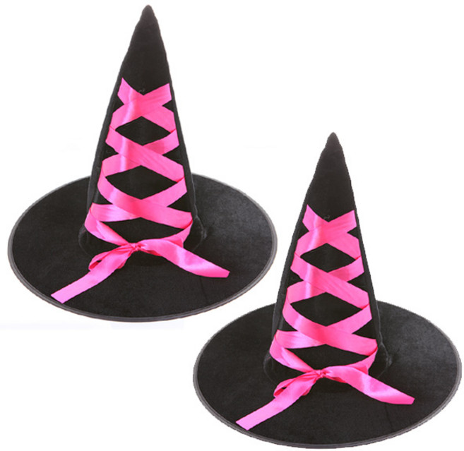 파티쇼 리본 마녀모자, 핑크, 2개